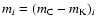$m_{i}=(m_{\rm C}-m_{\rm K})_{i}$