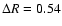 $\Delta R=0.54$