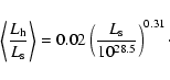 \begin{displaymath}%
\left\langle\frac{L_{\rm h}}{L_{\rm s}}\right\rangle=0.02\left(\frac{L_{\rm s}}{10^{28.5}}\right)^{0.31}\cdot
\end{displaymath}