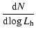 $\displaystyle %
\frac{{\rm d}N}{{\rm d}\!\log L_{\rm h}}$