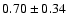 $0.70\pm0.34$