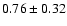 $0.76\pm0.32$