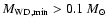 $M_{\rm WD,min}>0.1~M_\odot$