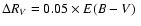 $\Delta R_V=0.05\times\mbox{$E(B-V)$ }$