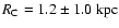 $R_{\rm C}=1.2\pm1.0~\rm kpc$