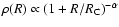 $\rho(R)\propto(1+R/R_{\rm C})^{-\alpha}$