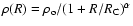 $\rho (R)=\rho _{\rm o}/(1+R/R_{\rm C})^{\alpha }$