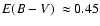 $\mbox{$E(B-V)$ }\approx0.45$