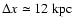$\Delta x\simeq12~\rm kpc$
