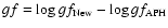 $gf = \log gf_{\rm New} - \log gf_{\rm APH}$