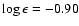 $\log \epsilon = -0.90$