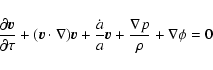 \begin{displaymath}{\partial \vec{v}\over\partial \tau} + (\vec{v}\cdot\nabla)\v...
...} +
{\dot{a}\over a}\vec{v}+{\nabla p\over \rho}+\nabla\phi=0
\end{displaymath}