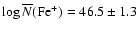 $\log\overline{N}({\rm Fe^{+}})=46.5\pm1.3$
