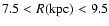 $7.5 < R({\rm kpc}) < 9.5$