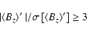 \begin{displaymath}\vert \ensuremath{\langle B_z\rangle} '\ \vert / \sigma\left[\ensuremath{\langle B_z\rangle} '\right] \ge 3
\end{displaymath}
