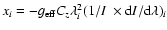$x_i =
-g_{\rm eff} \ensuremath{C_z}\lambda^2_i (1/I\ \times {\rm d}I/{\rm d}\lambda)_i$