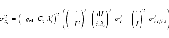 \begin{displaymath}\sigma^2_{x_i} =
\left(-g_{\rm eff}~ \ensuremath{C_z} ~ \lam...
...ac{1}{I} \right)^2~ \sigma^2_{{\rm d}I/{\rm d}\lambda} \right)
\end{displaymath}