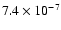 $7.4\times 10^{-7}$