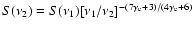 $S(\nu_2)=S(\nu_1)[\nu_1/\nu_2]^{-(7\gamma_{\rm e}+3)/(4\gamma_{\rm e}+6)}$