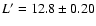 $L'=12.8\pm 0.20$