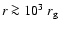 $r\ga 10^3~r_{\rm g}$