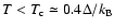$T<T_{\rm c} \simeq 0.4\Delta/k_{\rm B}$