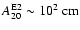$A^{{\rm E}2}_{20} \sim 10^2~{\rm cm}$