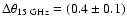 $\Delta\theta_{\rm 15~GHz}=(0.4\pm0.1)$