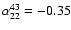 $\alpha_{22}^{43}=-0.35$