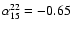 $\alpha_{15}^{22}=-0.65$