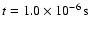 $t=\unit [1{.}0 \times 10^{-6}]{s}$
