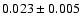 $0.023\pm 0.005$