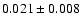 $0.021\pm 0.008$