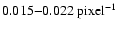 $0.015{-}0.022~{\rm pixel}^{-1}$