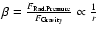 $\beta = \frac{F_{\rm Rad.Pressure}}{F_{\rm Gravity}} \propto \frac{1}{r}$
