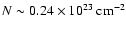 $N \sim 0.24 \times 10^{23}~{\rm cm}^{-2}$