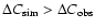 $\Delta C_{\rm sim} > \Delta C_{\rm obs}$