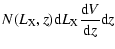 $\displaystyle N(L_{\rm X},z) {\rm d}L_{\rm X} {{{\rm d}V}\over{{\rm d}z}}
{\rm d}z$