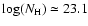 $\log(N_{\rm H})\simeq 23.1$
