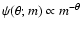 $\psi(\theta;m) \propto m^{-\theta}$