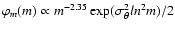 $\varphi_m(m)\propto m^{-2.35} \exp(\sigma_\theta^2 ln^2 m)/2$