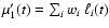 $\mu_1'(t) = \sum_i w_i ~\ell_i(t)$
