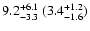 $9.2{^{+6.1}_{-3.3}} ~({{\rm 3.4}^{+1.2}_{-1.6}})$