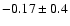$-0.17\pm0.4$