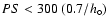 $PS < 300 \ (0.7/h_\circ )$