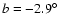 $b=-2.9^{\circ}$