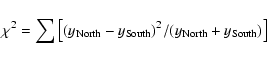 \begin{displaymath}\chi^2 = \sum \left[(y_{\rm North}-y_{\rm South})^2/(y_{\rm North}+y_{\rm South})\right]
\end{displaymath}