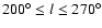 $200^{\circ}\le l \le270^{\circ}$