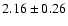 $ 2.16 \pm 0.26 $