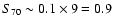 $S_{70} \sim 0.1 \times 9 = 0.9$